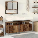 Cumpara ieftin Set de mobilier pentru baie cu ușă 3 pcs Maro 80 x 30 x 60 cm