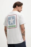 Converse tricou din bumbac barbati, culoarea gri, cu imprimeu, 10027993-A03