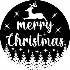 Sticker decorativ, Merry Christmas , Negru, 60 cm, 4894ST foto