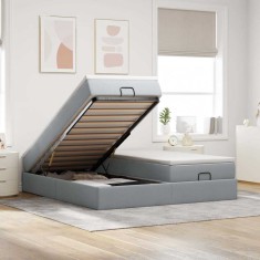 vidaXL Cadru de pat otoman cu saltele Gri deschis 180x200cm Material