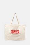 American Vintage geantă de bumbac culoarea bej, BOBY27A