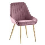Cumpara ieftin Scaun dining catifea roz metal auriu Perlia 56x62x89 cm