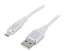 Cablu USB 2.0 Gembird A-Micro B, 1m, Alb, Aurit, Textil