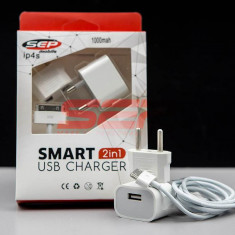 Incarcator retea CUBE USB 1000mAh cu cablu date si incarcare iPhone 4 / 4S