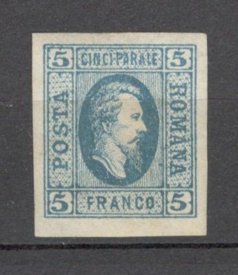 Romania.1865 Principele Cuza in oval 5 Par. albastru hartie vargata XR.17 foto