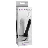 Inel dublu pentru penis cu dildo PIPEDREAM Anal Fantasy, pentru dublă penetrare, lungime 13.1 cm, negru