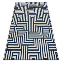 Covor SPRING 20421994 labyrinth sisal, buclat - cremă / albastru, 120x170 cm