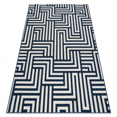 Covor SPRING 20421994 labyrinth sisal, buclat - cremă / albastru, 200x290 cm foto