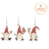 Set Ornamente Gnome din lemn pentru brad de Craciun cu șapcă roșie și barbă, CMCLASS