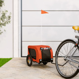 VidaXL Remorcă bicicletă animale companie portocaliu/negru oxford/fier