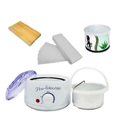 Kit epilare cu incalzitor electric, 500 g ceara epilatoare, 10 spatule, 50 benzi foto