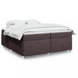 VidaXL Pat box spring cu saltea, maro &icirc;nchis, 200x200 cm, textil