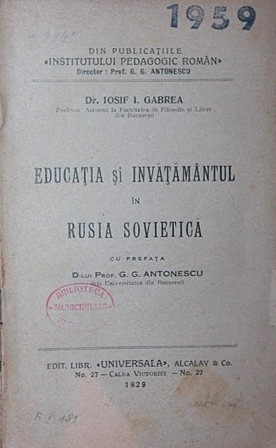 EDUCATIA SI INVATAMANTUL IN RUSIA SOVIETICA