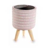 Cumpara ieftin Ghiveci flori lemn ceramica mov alba 11x16 cm