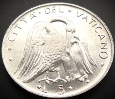 Moneda 5 LIRE - VATICAN, anul 1977 * cod 1738 - Papa Paul VI-lea = UNC