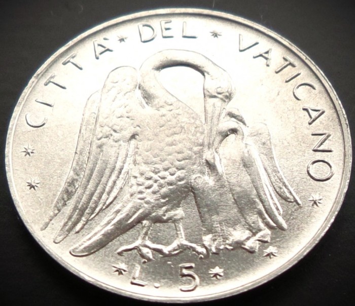 Moneda 5 LIRE - VATICAN, anul 1977 * cod 1738 - Papa Paul VI-lea = UNC