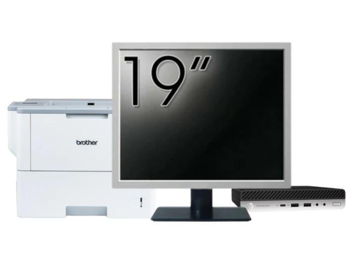 Pachet Calculator Second Hand HP ProDesk 600 G3 Mini PC, Intel Core i5-6500T 2.50GHz, 8GB DDR4, 256GB SSD + Monitor 19&amp;quot; &amp; Imprimanta Brother HL-L