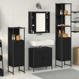 Set mobilier baie de 4 piese Stejar Negru Lemn prelucrat