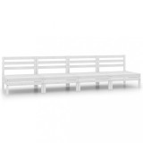 Set 4 Canapele Mijloc Gradina, Lemn Masiv Pin, Alb 63.5x63.5x62.5cm