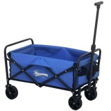 Outsunny Trolley de 62L pentru Festivaluri pe Roți, Cărucior de Grădină Pliabil, Wagon Compact cu Capacitate 120kg, M&acirc;ner Reglabil și Geantă pentru Pl