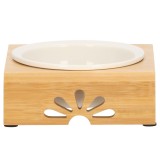 Castron ceramica, bol, pentru caine sau pisica, cu suport din bambus, 15cm Household NewTrend