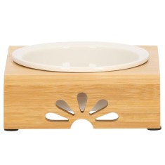 Castron ceramica, bol, pentru caine sau pisica, cu suport din bambus, 15cm Household NewTrend