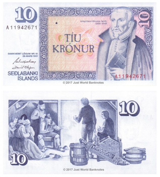 !!! ISLANDA - 10 KRONUR L.1961 (1981) - P 48 a3 - UNC / Hjartarson &amp; Olafsson