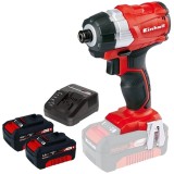 Einhell TE-CI 18 Li PXC + Twinpack + 4514095 - Masina de insurubat cu impact 180 Nm + Set 2 acumulatori si incarcator Li-Ion 18 V 4 Ah