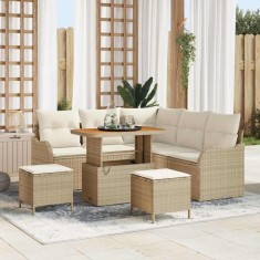 Set de canapele pentru grădină 8 pcs Bej poliratan foto