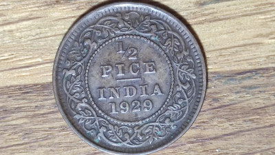 India Britanica - moneda de colectie - 1/2 pice 1929 George V - f greu de gasit! foto