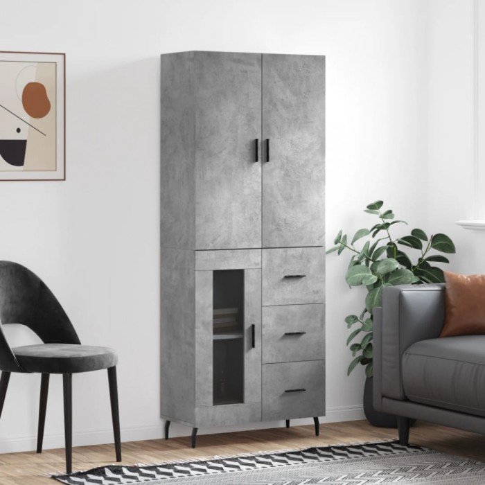 Dulap &icirc;nalt, gri beton, 69,5x34x180, lemn compozit