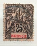Martinica 1892 Seria Clasică "Navigație și Comerț" (Group Type) 25c Negru pe Roz (Yvert 15) Ștampilat - RIM2