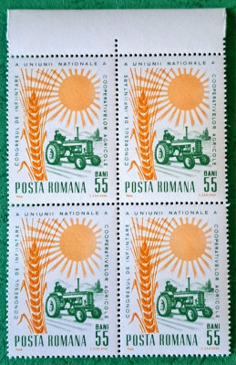 TIMBRE ROMANIA MNH LP622/1966 CONGRESUL COOPERATIVELOR AGRIGOLE -Bl. 4 timbre foto