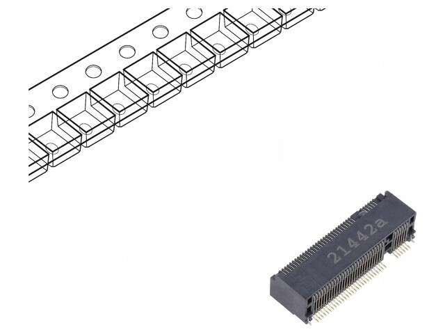 Conector M.2 (NGFF) Orizontal SMT 67 PIN 0.5A Gold Flash