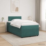 Cumpara ieftin Pat boxspring cu saltea Verde inchis 120 x 190 cm Catifea