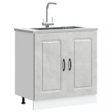 Dulap baza chiuveta bucatarie Gossi Kalmar, gri beton, 80x46x81.5cm, lemn prelucrat, picioare reglabile
