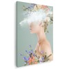 Tablou colaj portret fantezie femeie cu flori, verde 1354 Tablou canvas pe panza CU RAMA 40x60 cm