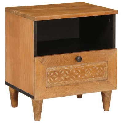 vidaXL Noptieră Maro deschis 40 x 33 x 46 cm Lemn masiv de mango 4018086 foto