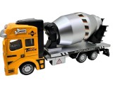 Camion betoniera galbena 1:28 replica metal cu lumini si sunete tambur rotativ