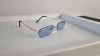 Ochelari Soare Rimless Fara Rama Albastri Argintii Unisex Protectie UV400 + Husa Laveta