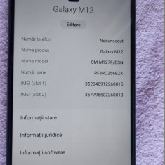 Samsung Galaxy M12 64GB 4GB RAM Dual Sim . SE VINDE FARA INCARCATOR .