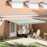 Marchiza manuală retractabilă vidaXL cu LED verde și alb 450x300 cm
