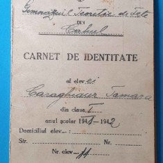 Gimnaziul Teoretic de fete din Cahul Carnet al elevei Caraghiaur an scolar 1941