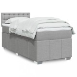 VidaXL Pat box spring cu saltea, gri deschis, 90x200 cm, textil 3286965
