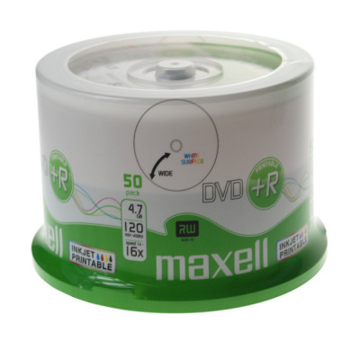 Maxell - DVD+R, 4.7Gb, 16X , Maxell, Printabil Inkjet , Cake Box 50 buc pret set foto