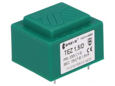 Transformator &amp;icirc;ncapsulat 1,5VA 230V 15V 100mA PCB foto