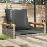 Cumpara ieftin Bancă de balansoar cu perne, gri, 63x62x40 cm, poliratan