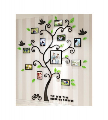 Autocolant sticker decorativ 3D pentru perete, copac cu 11 rame foto foto