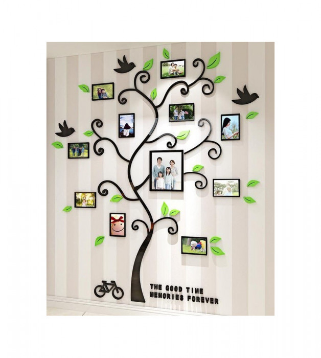 Autocolant sticker decorativ 3D pentru perete, copac cu 11 rame foto