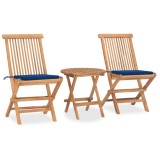 vidaXL Set mobilier exterior pliabil cu perne, 3 piese, lemn masiv tec 3063181